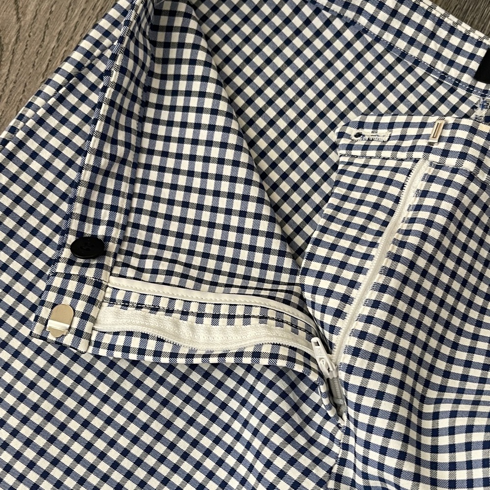 Theory Blue & White Gingham Cropped Pants - Picture 5 of 10